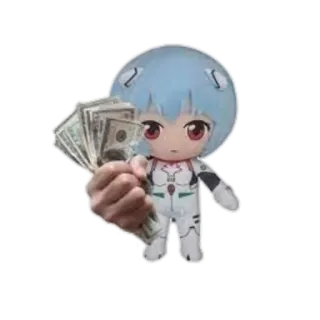 💵 Rei Ayanami Neon Genesis Evangelion anime, character, Rei Ayanami, money, stack of cash telegram sticker