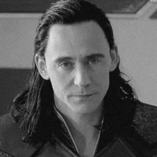 🖤 Loki Loki, Tom Hiddleston, Marvel, méchant, anti-héros, noir et blanc telegram sticker