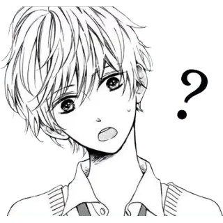 😶 anime, manga, question mark, confused, boy, illustration telegram sticker