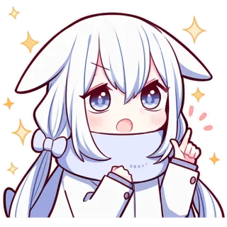 ☝️ 애니메이션, 만화, 귀여운, 소녀, 치비, 카와이, 반짝이 whatsapp sticker