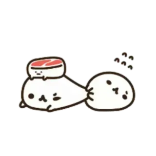 🍥 Sushi, Foka, Słodkie, Jedzenie, Zwierzę telegram sticker