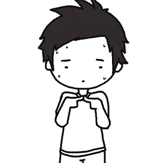 😶 Desenho animado, Suando, Nervoso, Preocupado, Ansioso, Desajeitado, Personagem telegram sticker
