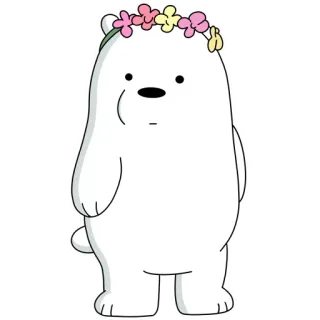 🌸 Ice Bear We Bare Bears мультфильм, медведь, белый медведь, цветочный венок, милый telegram sticker