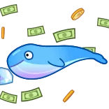 💰 baleine, argent, richesse, dessin animé, bleu, pièce, espèces telegram sticker