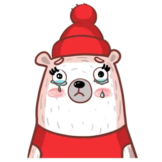 😿 orso, piangere, triste, inverno, cartone animato, carino, animale whatsapp sticker