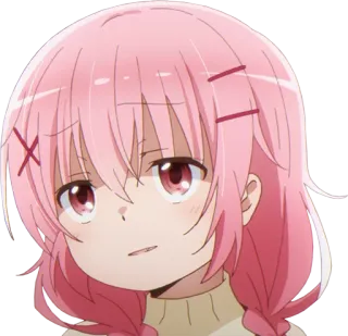 😅 anime, capelli rosa, cartone animato, personaggio, ragazza telegram sticker