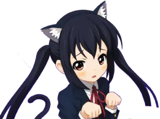😸 Azusa Nakano K-On! Anime, Oreilles de chat, Kawaii, Mignon, Fille whatsapp sticker