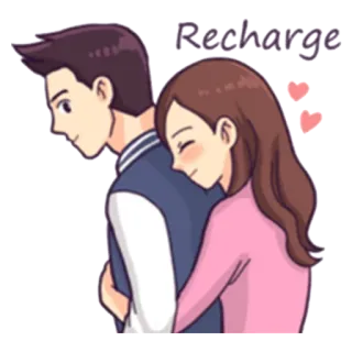 ☺️ Recharge amore, coppia, relazione, abbraccio, romanticismo, cartone animato telegram sticker