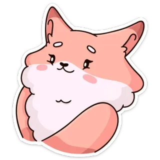 ☺️ 狐狸, 可爱, 动物, 贴纸, 粉色, 卡哇伊 telegram sticker