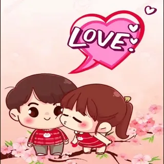 😘 LOVE love, couple, kiss, cartoon, romance, relationship, cute whatsapp sticker