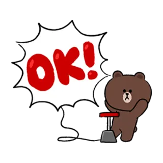 👌 Brown Bear OK! Oso pardo, Ok, Aprobación, Afirmativo, Lindo, Line Friends telegram sticker