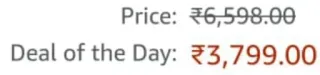 😂 Price: ₹6,598.00 Deal of the Day: ₹3,799.00 price, deal, discount, sale, shopping, commerce, rupee telegram sticker