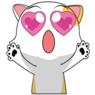 😍 猫, 爱, 心形眼, 可爱, 动物, 贴纸 whatsapp sticker