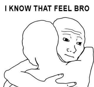 😕 Meme, Abraço, Chorando, Triste, Sentimento, Wojak telegram sticker