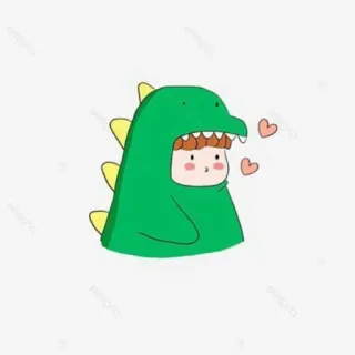 🤍 dinosaur, cute, heart, kid, animal costume telegram sticker
