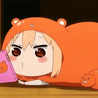 🖤 Umaru Doma Himouto! Umaru-chan Anime, Umaru, Hoodie beruang, Lucu, Kawaii, Chibi telegram sticker