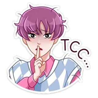 🤫 TC? shhh, silencio, secreto, anime, dibujo animado, personaje telegram sticker