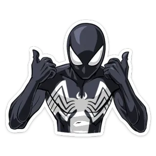 👍 Spider-Man комиксы, супергерой, марвел, черный костюм, большой палец вверх telegram sticker