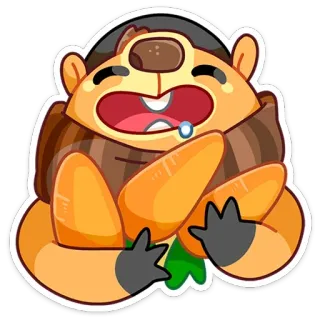 🥕 Мультфильм, Животное, Милый, Грызун, Морковь, Наклейка telegram sticker