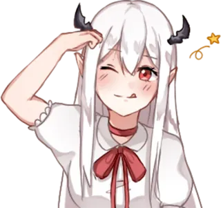 😜 Anime, Gadis, Iblis, Lucu, Kawaii, Kedipan telegram sticker