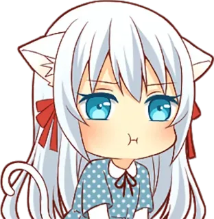 😤 anime, catgirl, chibi, cute, manga, sticker whatsapp sticker