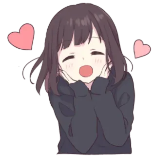 😍 Аниме, Мультфильм, Девушка, Сердечки, Милый, Счастливый telegram sticker