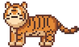 🐯 tiger, pixel art, animal, cat, wildlife, striped whatsapp sticker