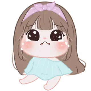 🐤 Мультфильм, Грустный, Плачущий, Девочка, Наклейка, Милый telegram sticker