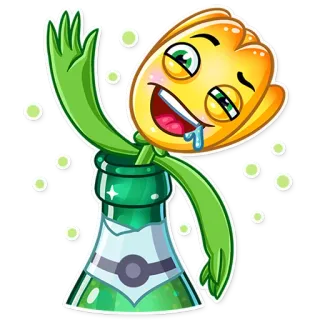 🥴 bunga, tulip, botol, kartun, lucu, mabuk, emoji, stiker whatsapp sticker