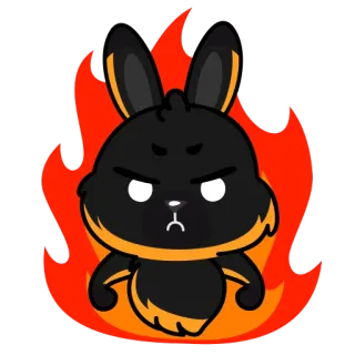 😡 lapin, en colère, feu, dessin animé, lapinou, flammes, illustration whatsapp sticker