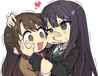 😚 Anime, Ragazze, Carino, Cartoni animati, Amicizia, Chibi telegram sticker