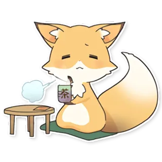 ☕️ 茶 fuchs, tee, kawaii, süß, getränk whatsapp sticker