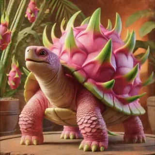 🤩 tartaruga, frutto del drago, animale, frutta, ibrido, carino, pianta telegram sticker