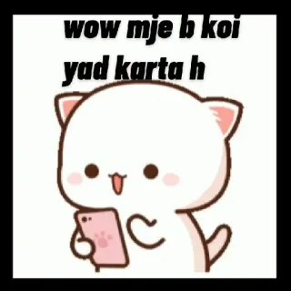 😍 wow mje b koi yad karta h gato, lindo, dibujos animados, gato melocotón whatsapp sticker