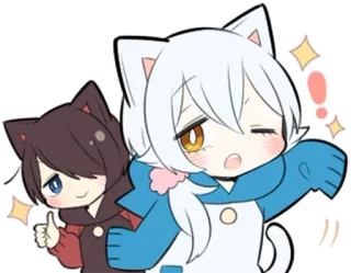 😉 Anime, Gato, Kawaii, Lindo, Pegatina, Chibi, Dibujo animado telegram sticker