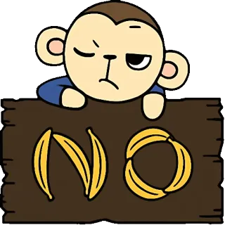 👎 NO monkey, bananas, no, prohibition, animal telegram sticker