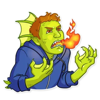 😡 モンスター, ファンタジー, クリーチャー, 怒り, 炎 telegram sticker