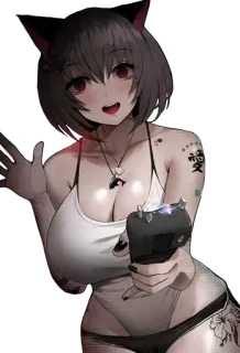 😍 garota anime, taser, arma, orelhas de gato, biquíni telegram sticker