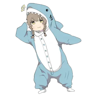 🦈 shark, anime, pajamas, cute, cartoon, character telegram sticker