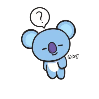 😧 KOYA BT21 kpop, ตัวละคร, การ์ตูน, คำถาม, น่ารัก, สีน้ำเงิน whatsapp sticker