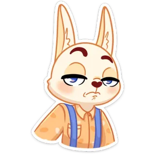 👍 coelho, coelhinho, desenho animado, expressão, desconfiado, engraçado, fofo, animal telegram sticker
