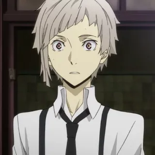 🍥 Atsushi Nakajima Bungo Stray Dogs animé, personnage, portrait, garçon, sérieux whatsapp sticker