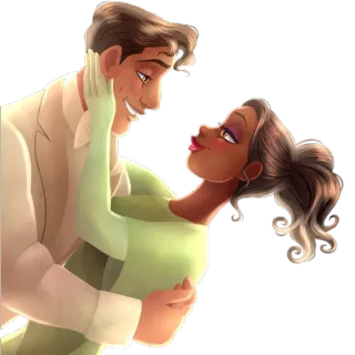 💏 Tiana The Princess and the Frog Тиана, Принцесса и лягушка, Дисней, пара, романтика, любовь telegram sticker