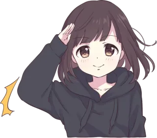 😇 Аниме девушка, Салют, Милый, Мультфильм, Анимированный telegram sticker