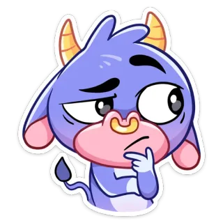 🤔 dibujo animado, animal, lindo, sticker, toro, pensando, expresión, adorable telegram sticker