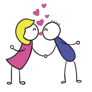 😘 omini stilizzati, amore, romantico, cartoni animati, cuori, coppia whatsapp sticker