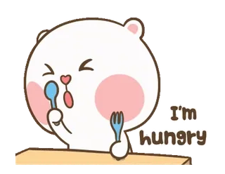 🍽 I'm hungry ours, affamé, dessin animé, mignon, nourriture, manger whatsapp sticker