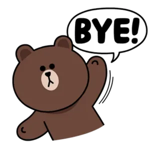 👋 Brown Line Friends BYE! медведь, машет, пока, до свидания, мультфильм, Line Friends telegram sticker