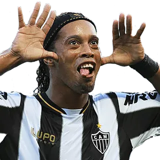 😜 Ronaldinho futebol, futebol, atleta, esporte, Brasil, Ronaldinho, celebração, Atlético Mineiro telegram sticker