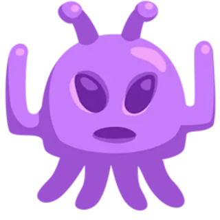 👾 Alien, Violet, Dessin animé, Personnage, Espace, Monstre telegram sticker